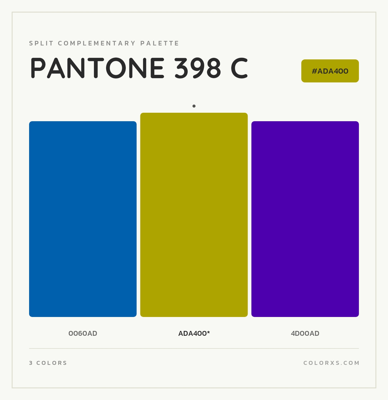 PANTONE 398 C - Split-Complementary Color Palette