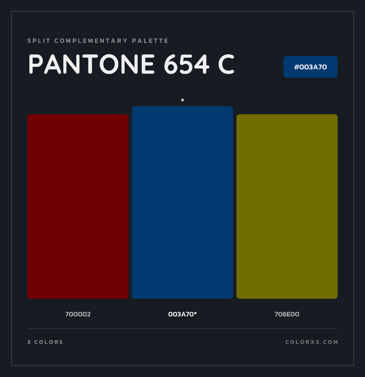 PANTONE 654 C - Split-Complementary Color Palette