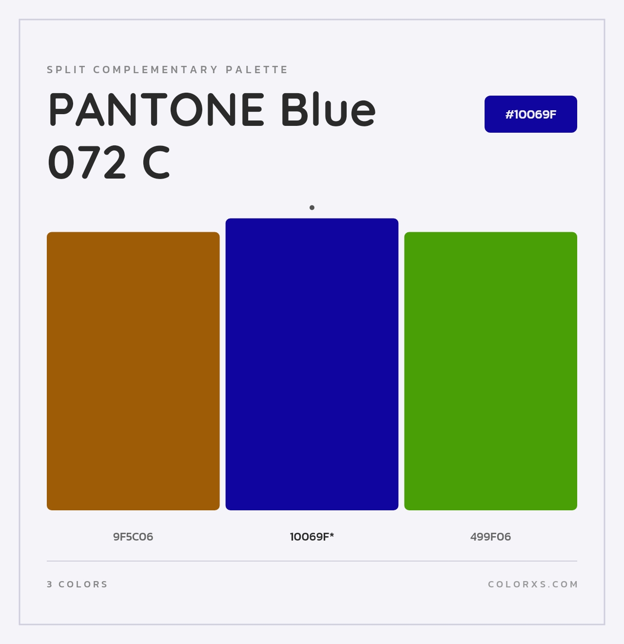 PANTONE Blue 072 C - Split-Complementary Color Palette