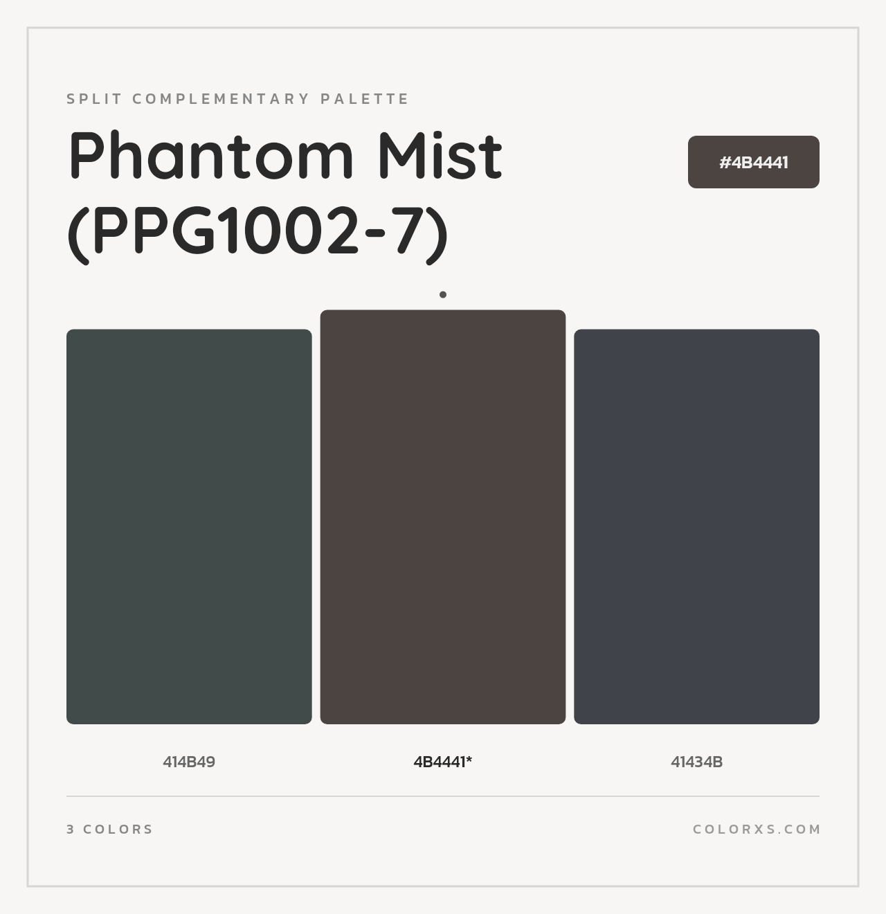 Phantom Mist (PPG1002-7) - Split-Complementary Color Palette