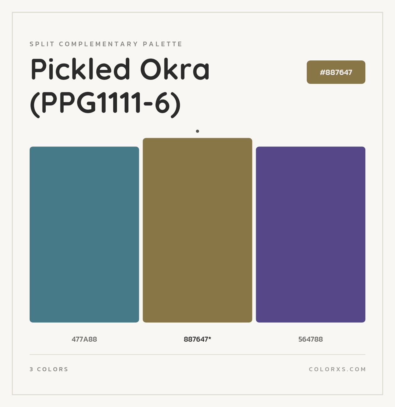 Pickled Okra (PPG1111-6) - Split-Complementary Color Palette