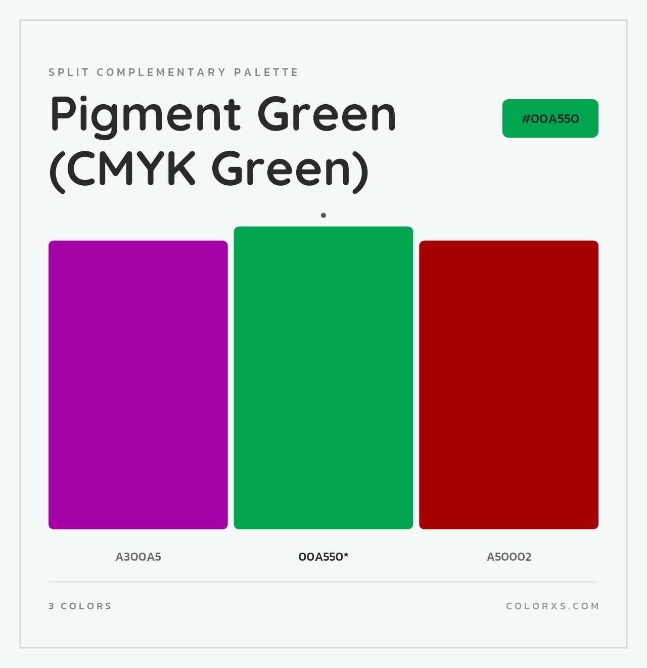 Pigment Green (CMYK Green) - Split-Complementary Color Palette