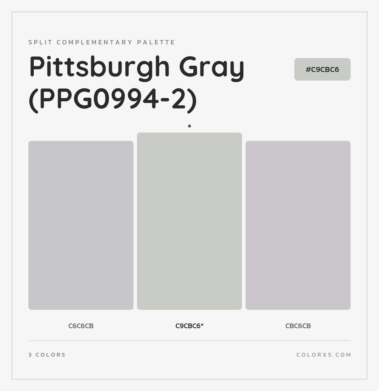 Pittsburgh Gray (PPG0994-2) - Split-Complementary Color Palette