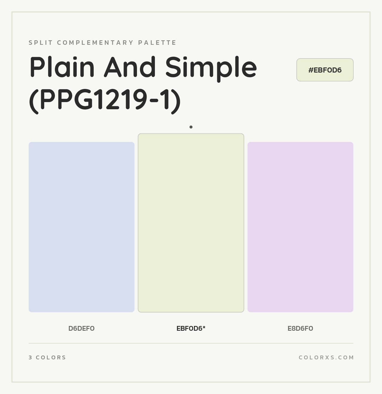 Plain And Simple (PPG1219-1) - Split-Complementary Color Palette