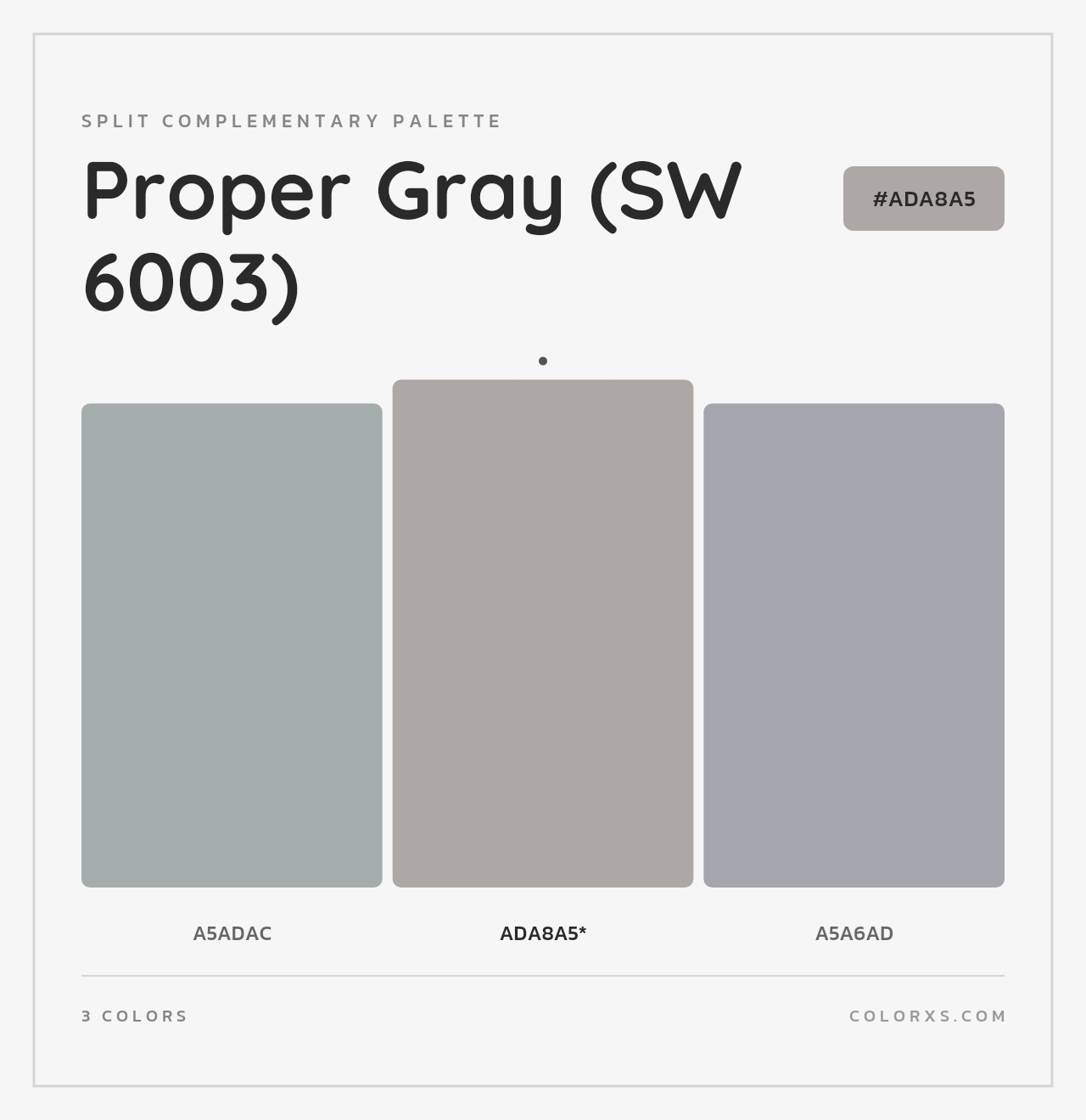 Proper Gray (SW 6003) - Split-Complementary Color Palette