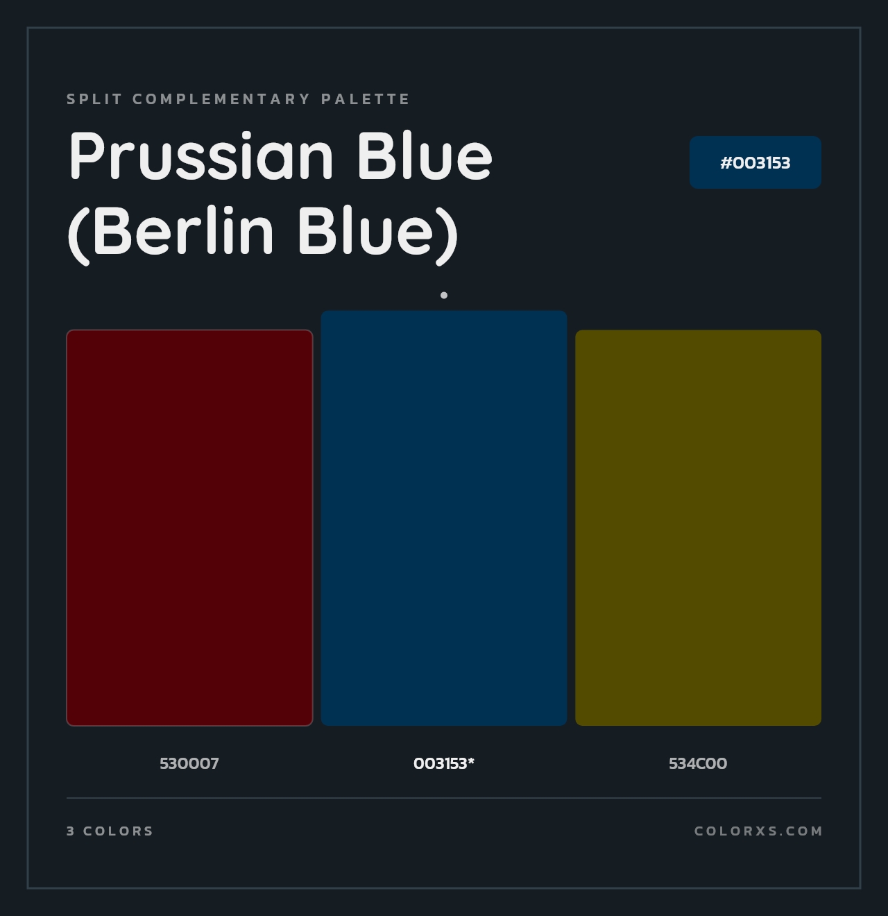 Prussian Blue (Berlin Blue) - Split-Complementary Color Palette