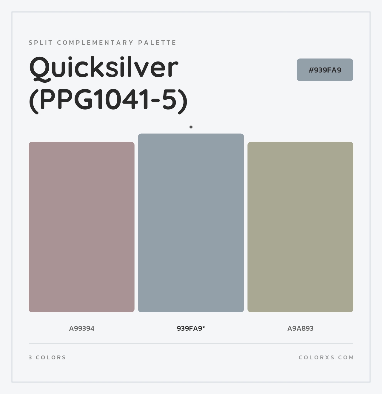 Quicksilver (PPG1041-5) - Split-Complementary Color Palette