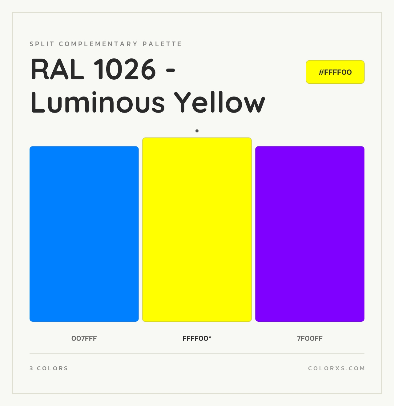 RAL 1026 - Luminous Yellow - Split-Complementary Color Palette