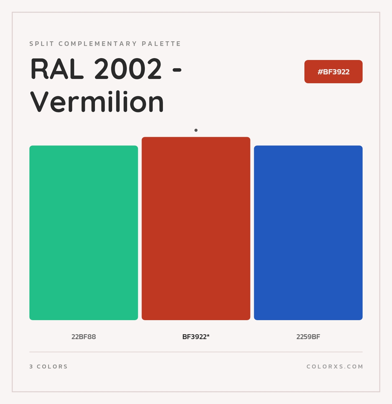 RAL 2002 - Vermilion - Split-Complementary Color Palette