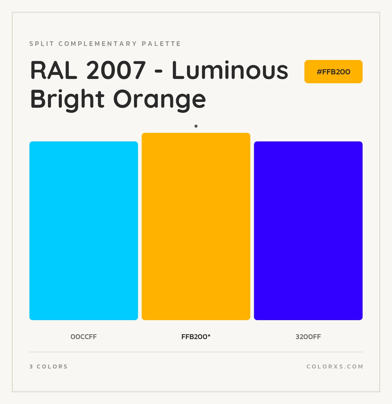 RAL 2007 - Luminous Bright Orange - Split-Complementary Color Palette