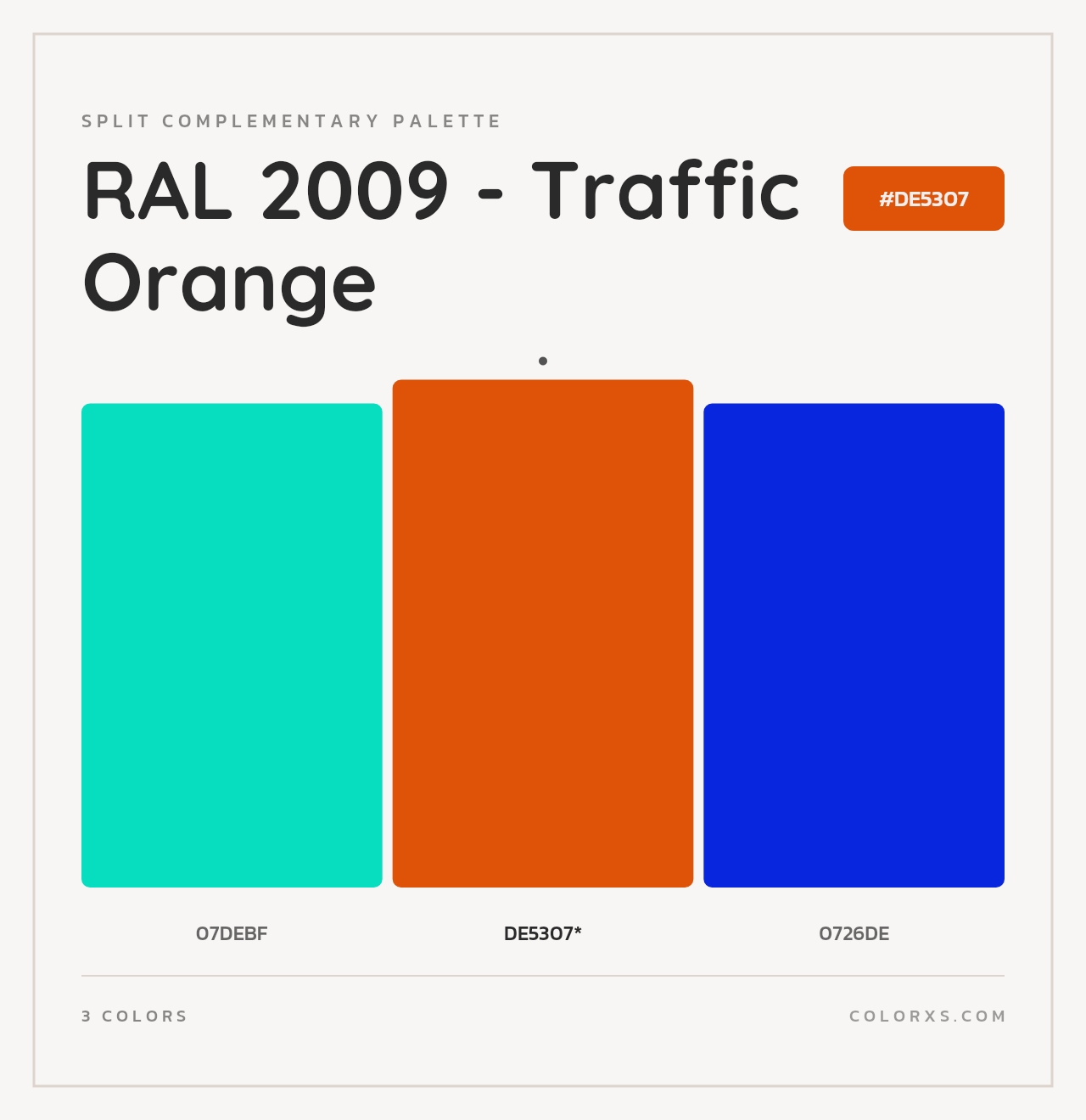 RAL 2009 - Traffic Orange - Split-Complementary Color Palette