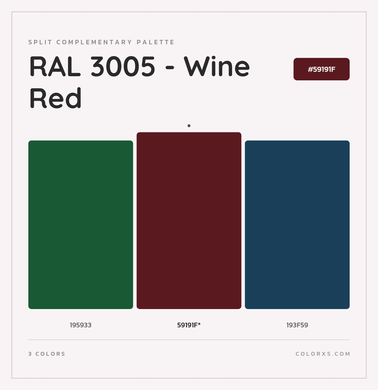 RAL 3005 - Wine Red - Split-Complementary Color Palette
