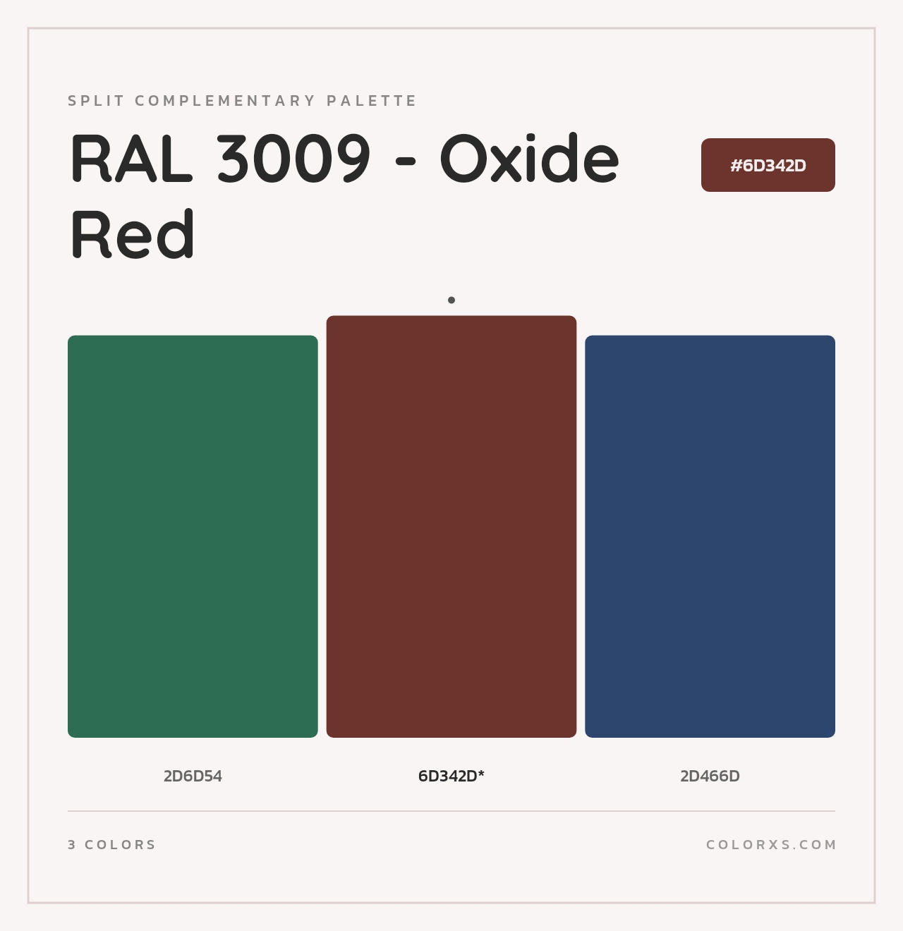 RAL 3009 - Oxide Red - Split-Complementary Color Palette