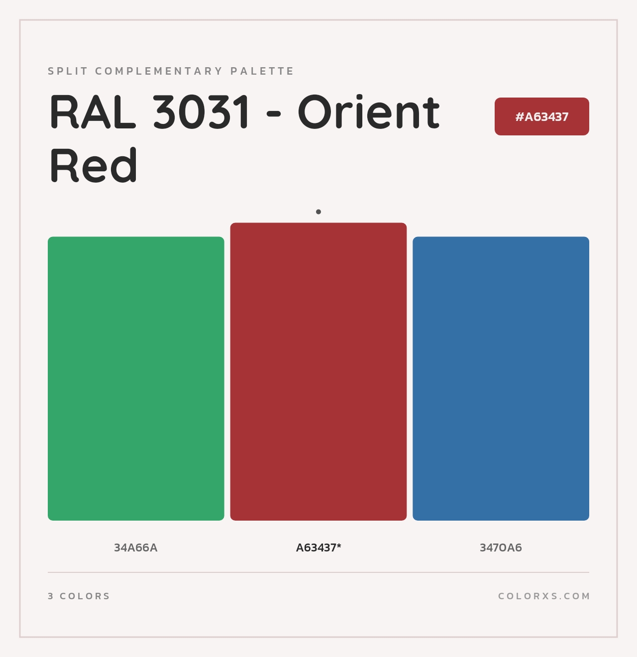 RAL 3031 - Orient Red - Split-Complementary Color Palette