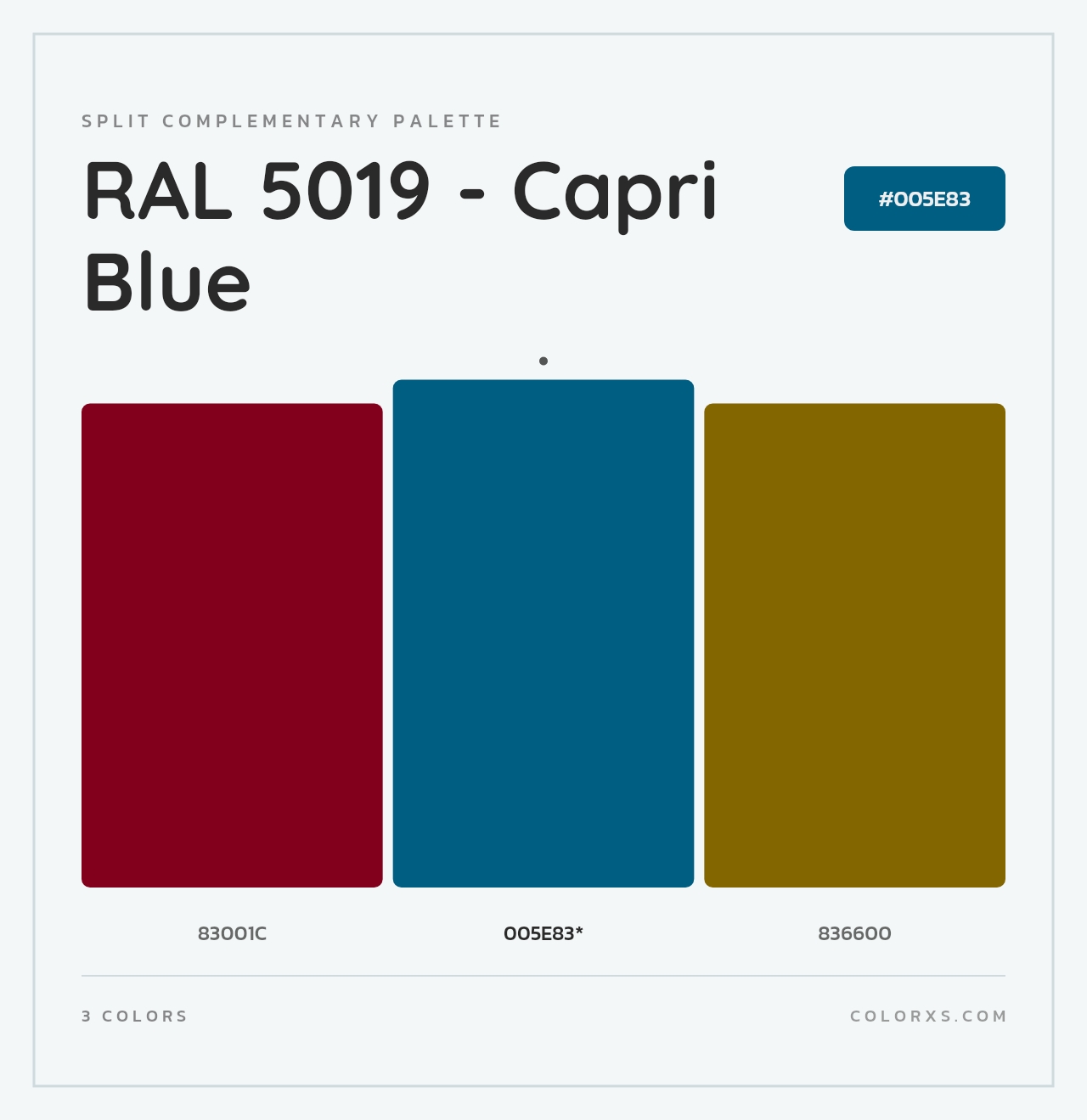 RAL 5019 - Capri Blue - Split-Complementary Color Palette