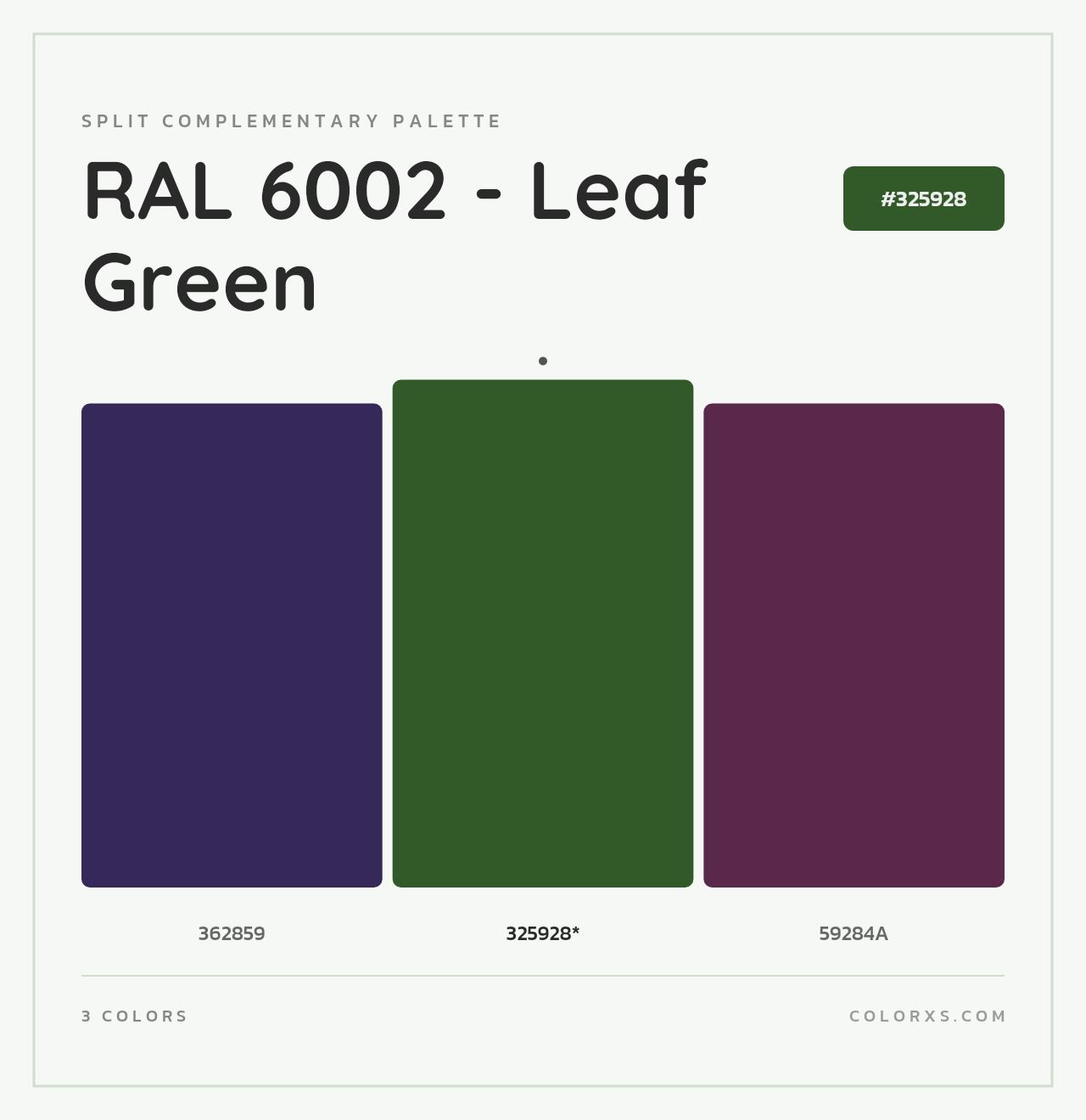 RAL 6002 - Leaf Green - Split-Complementary Color Palette