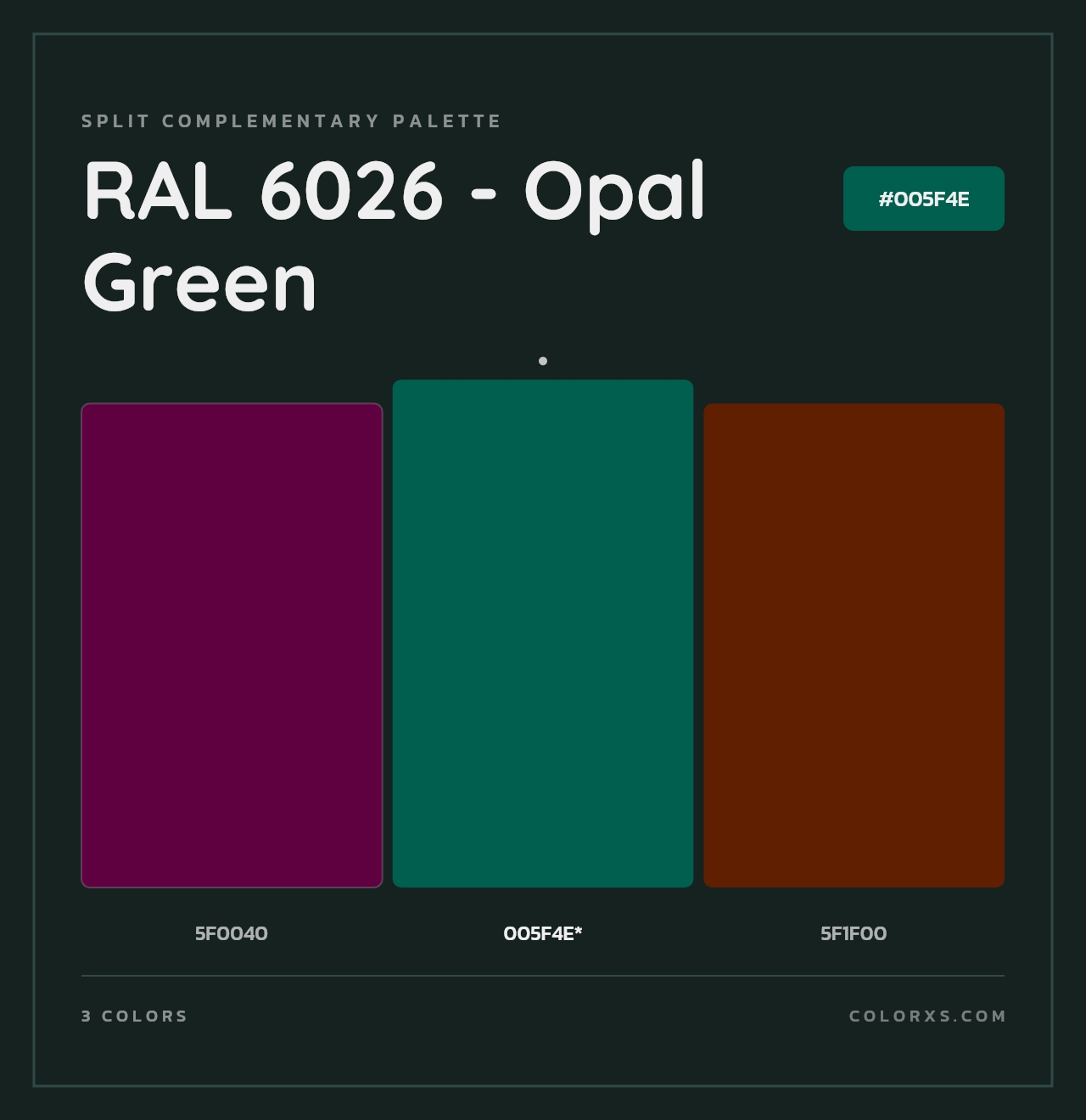 RAL 6026 - Opal Green - Split-Complementary Color Palette