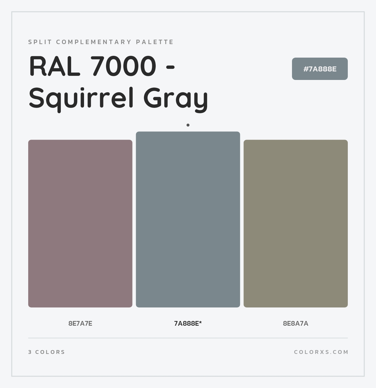 RAL 7000 - Squirrel Gray - Split-Complementary Color Palette