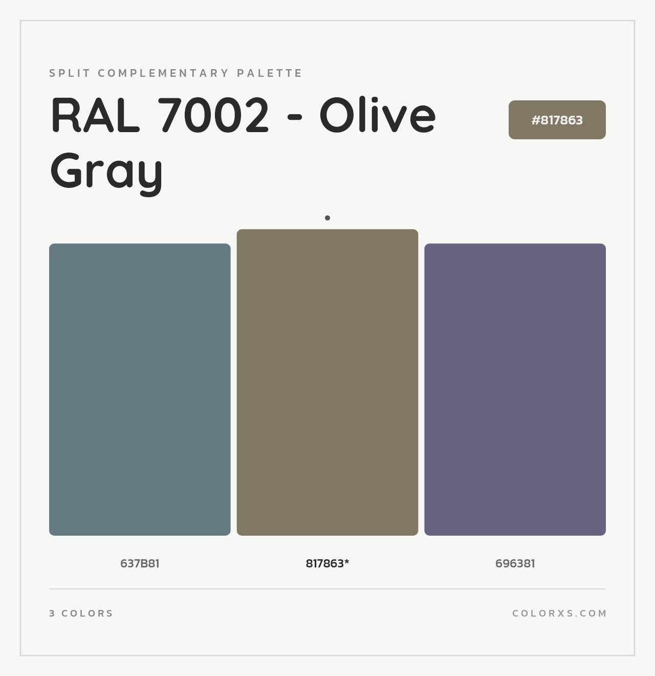 RAL 7002 - Olive Gray - Split-Complementary Color Palette