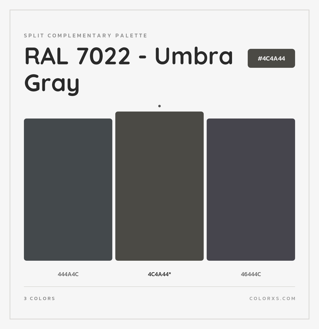 RAL 7022 - Umbra Gray - Split-Complementary Color Palette