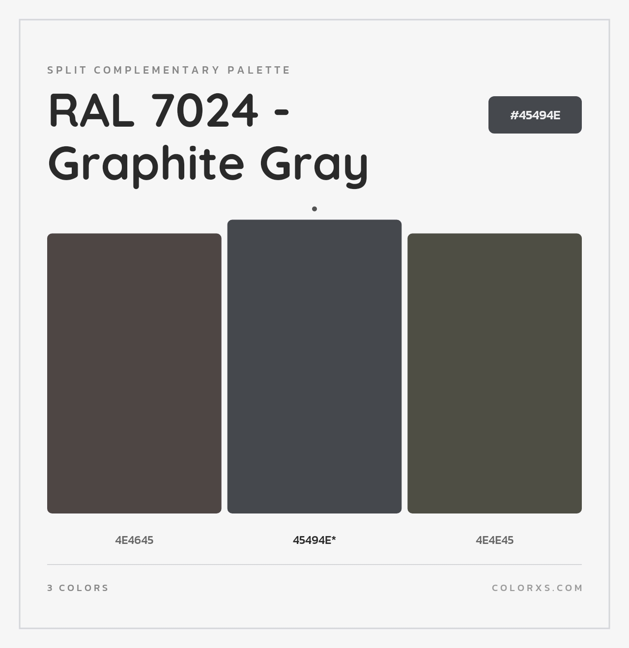 RAL 7024 - Graphite Gray - Split-Complementary Color Palette