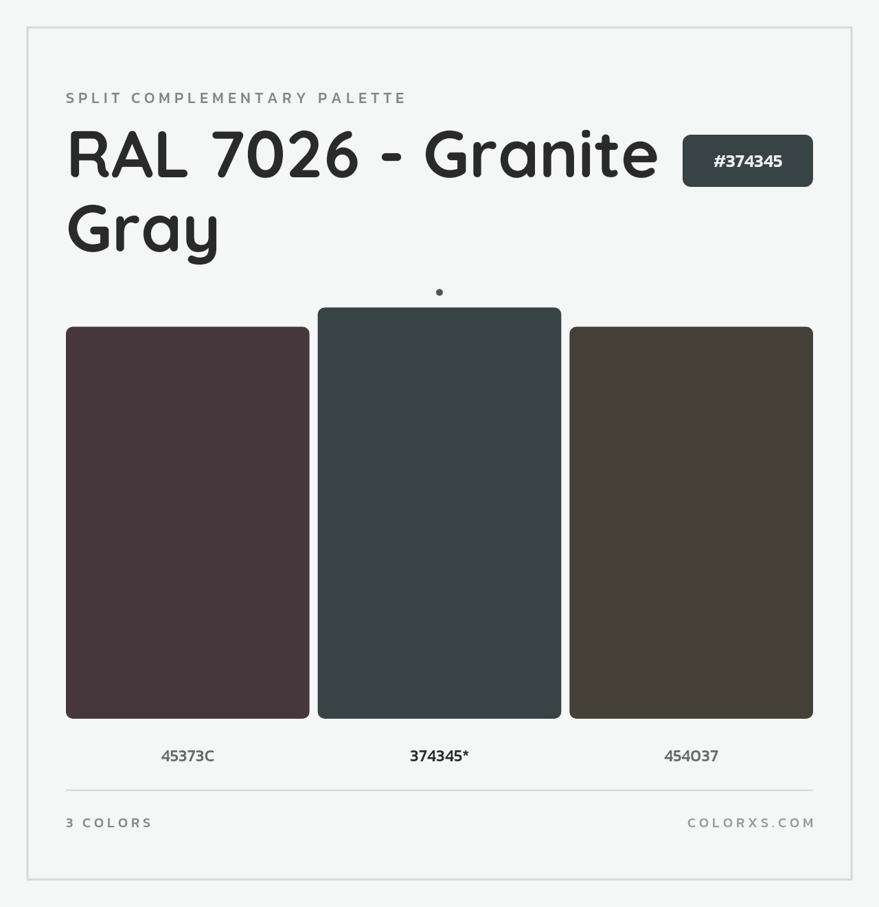 RAL 7026 - Granite Gray - Split-Complementary Color Palette