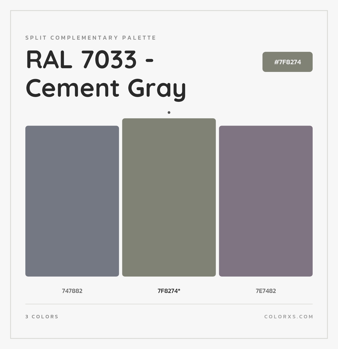 RAL 7033 - Cement Gray - Split-Complementary Color Palette