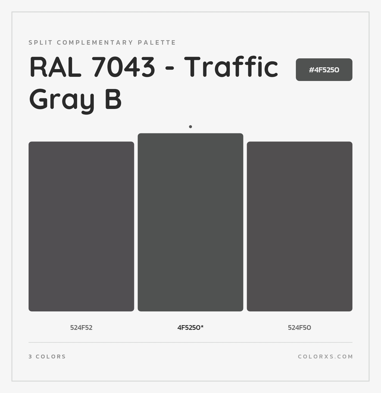 RAL 7043 - Traffic Gray B - Split-Complementary Color Palette