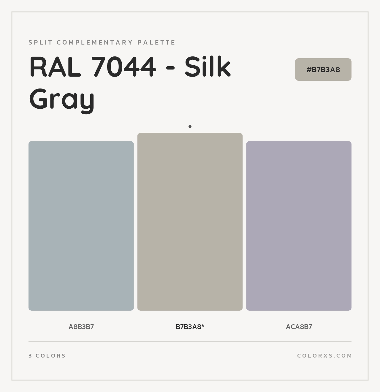 RAL 7044 - Silk Gray - Split-Complementary Color Palette