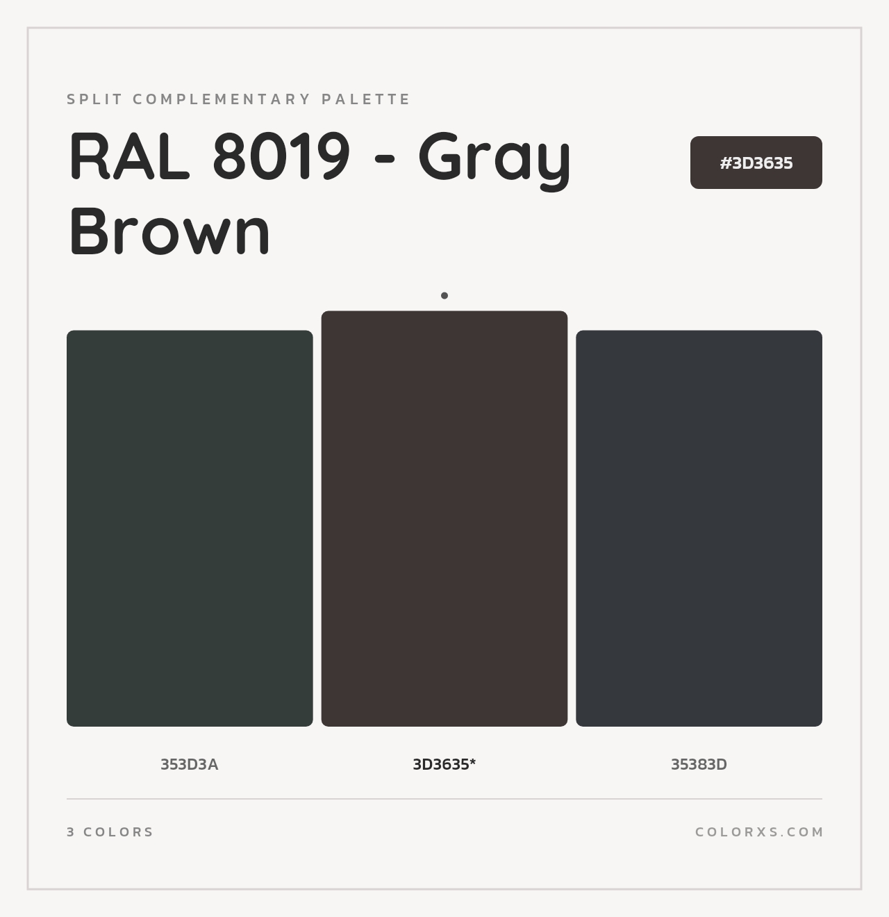 RAL 8019 - Gray Brown - Split-Complementary Color Palette