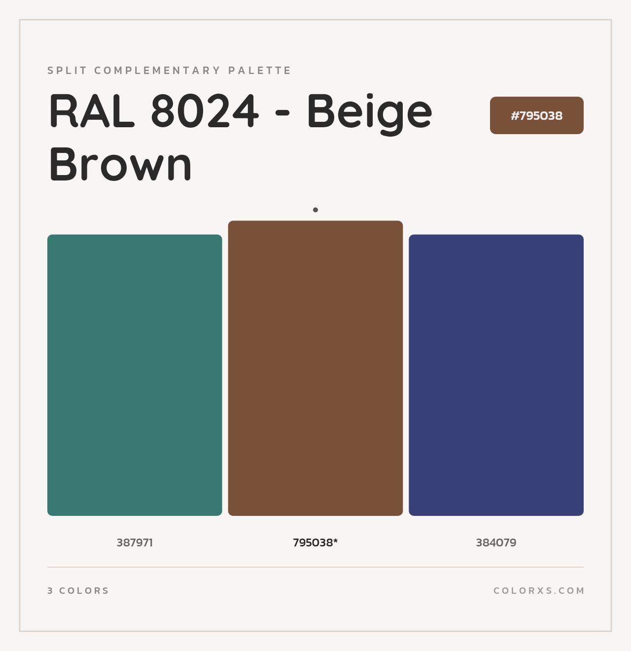 RAL 8024 - Beige Brown - Split-Complementary Color Palette
