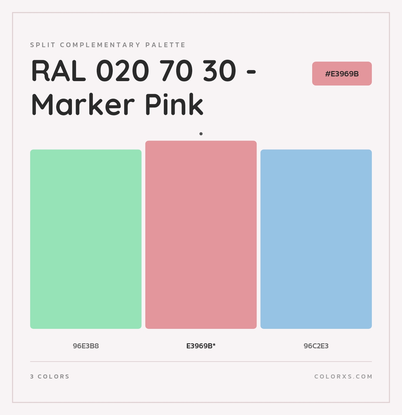 RAL 020 70 30 - Marker Pink - Split-Complementary Color Palette