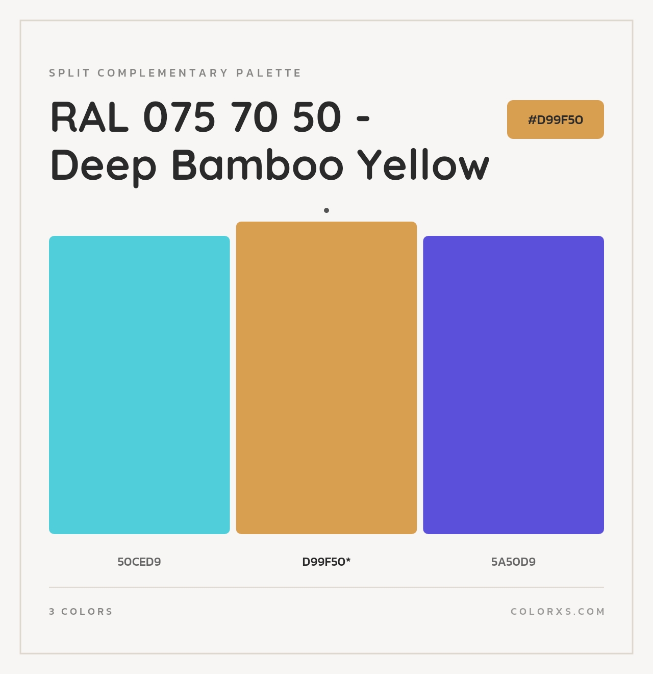 RAL 075 70 50 - Deep Bamboo Yellow - Split-Complementary Color Palette