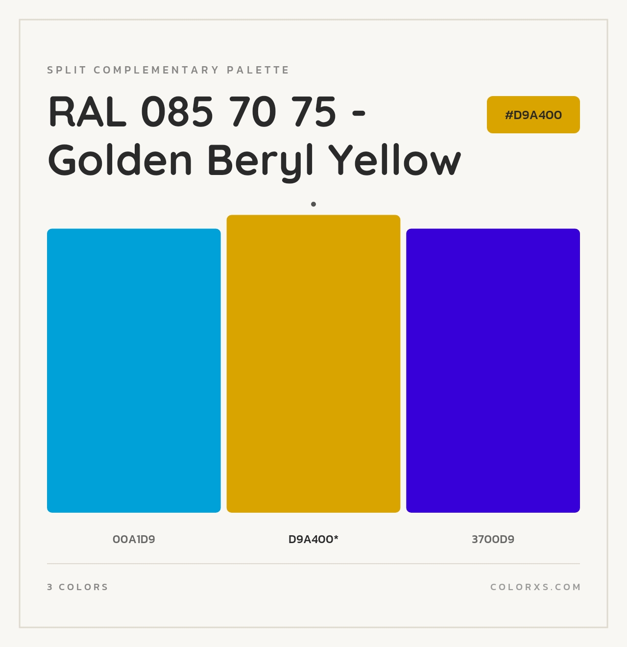 RAL 085 70 75 - Golden Beryl Yellow - Split-Complementary Color Palette