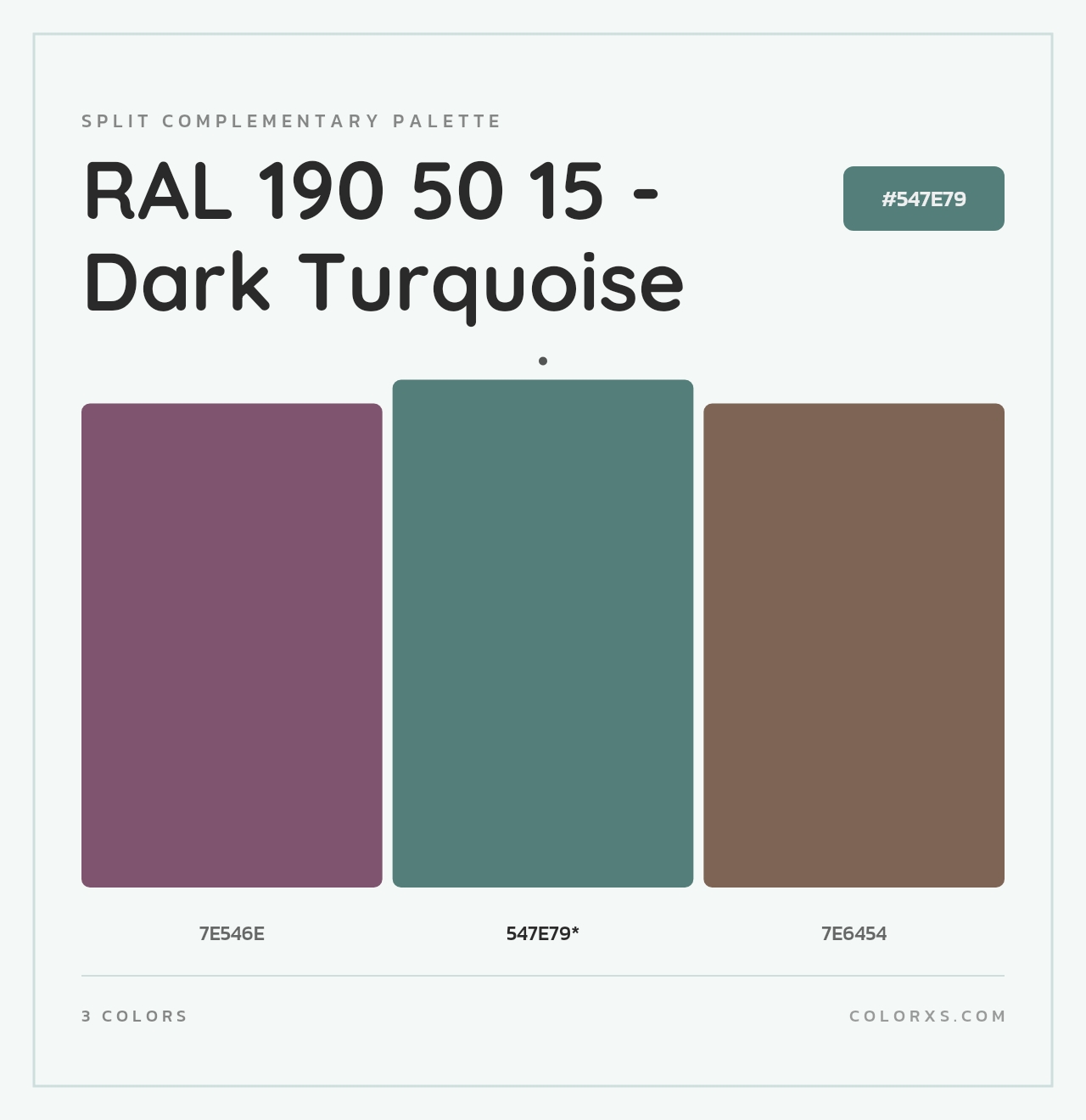 RAL 190 50 15 - Dark Turquoise - Split-Complementary Color Palette