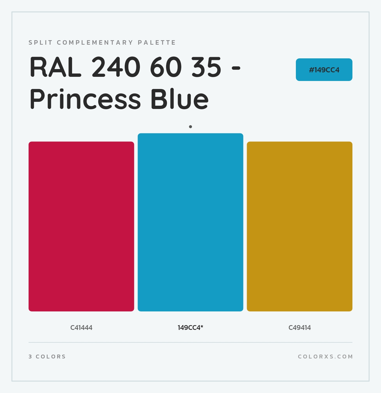 RAL 240 60 35 - Princess Blue - Split-Complementary Color Palette