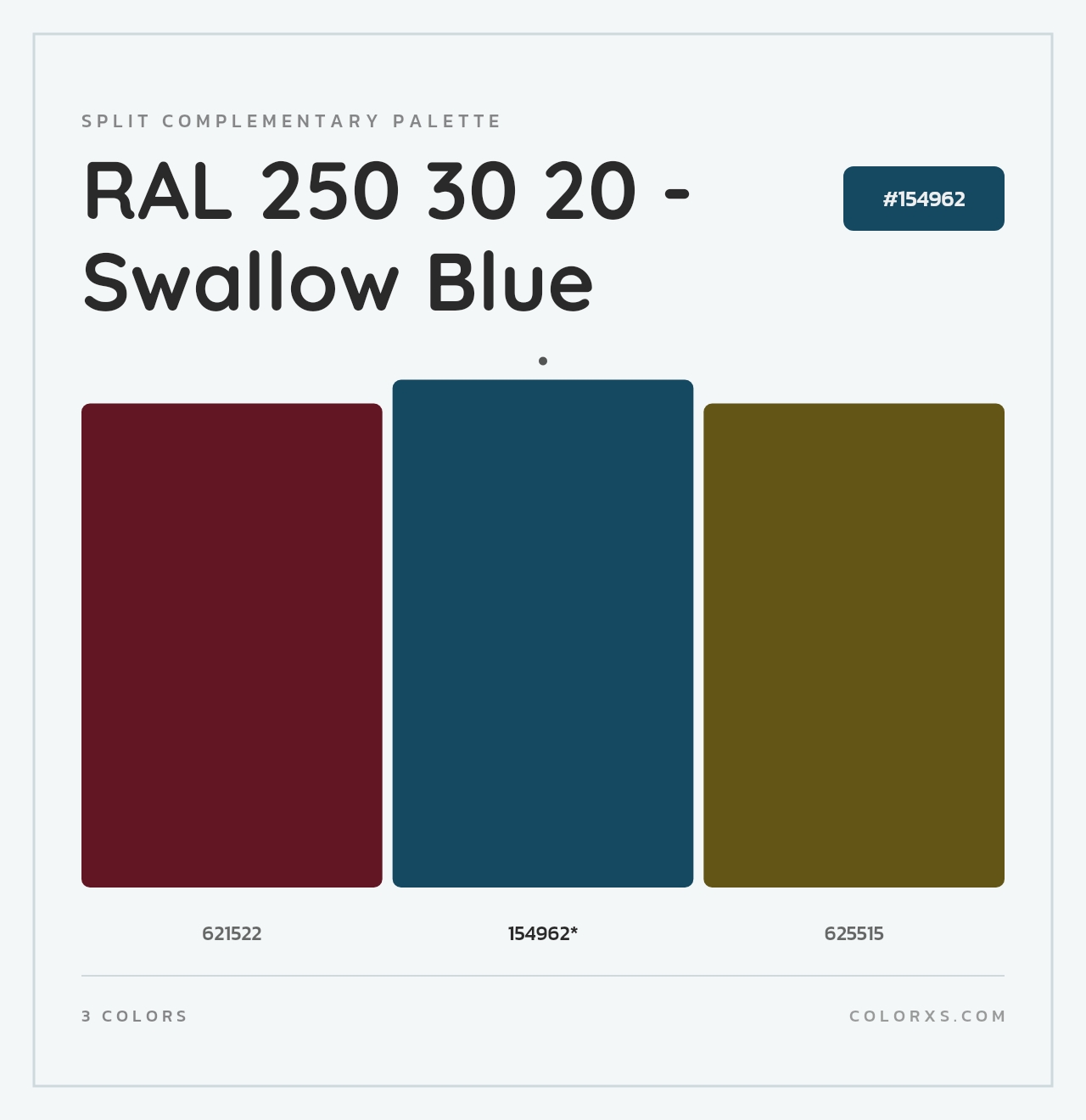 RAL 250 30 20 - Swallow Blue - Split-Complementary Color Palette