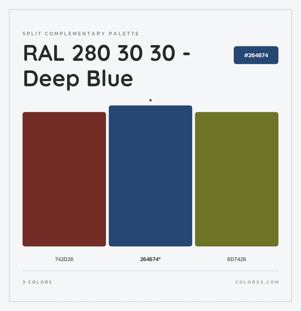 RAL 280 30 30 - Deep Blue - Split-Complementary Color Palette