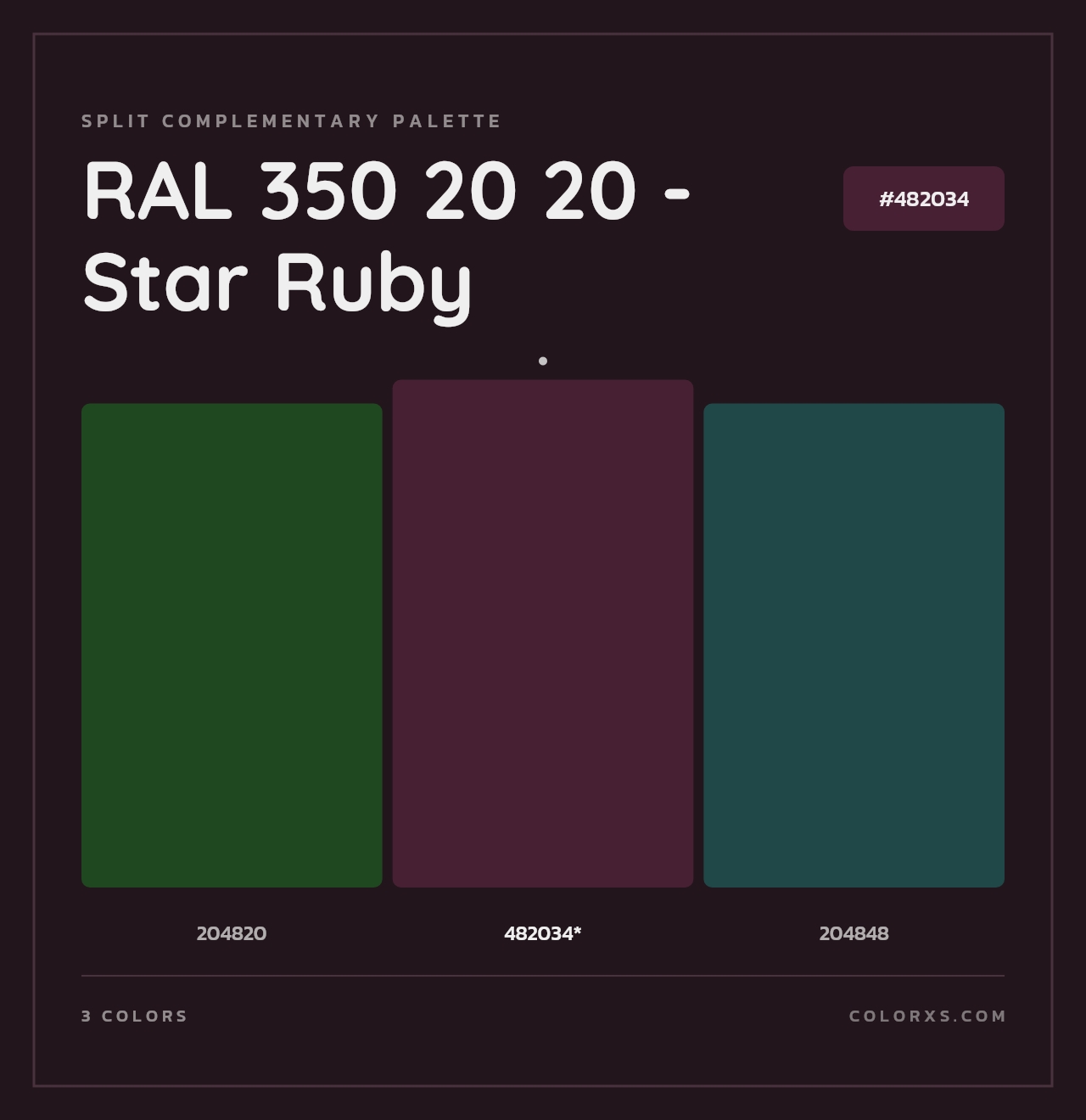 RAL 350 20 20 - Star Ruby - Split-Complementary Color Palette