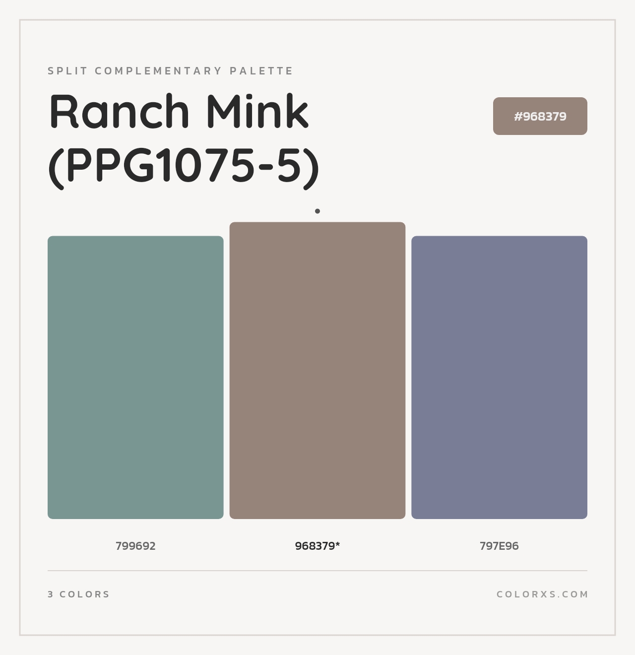 Ranch Mink (PPG1075-5) - Split-Complementary Color Palette