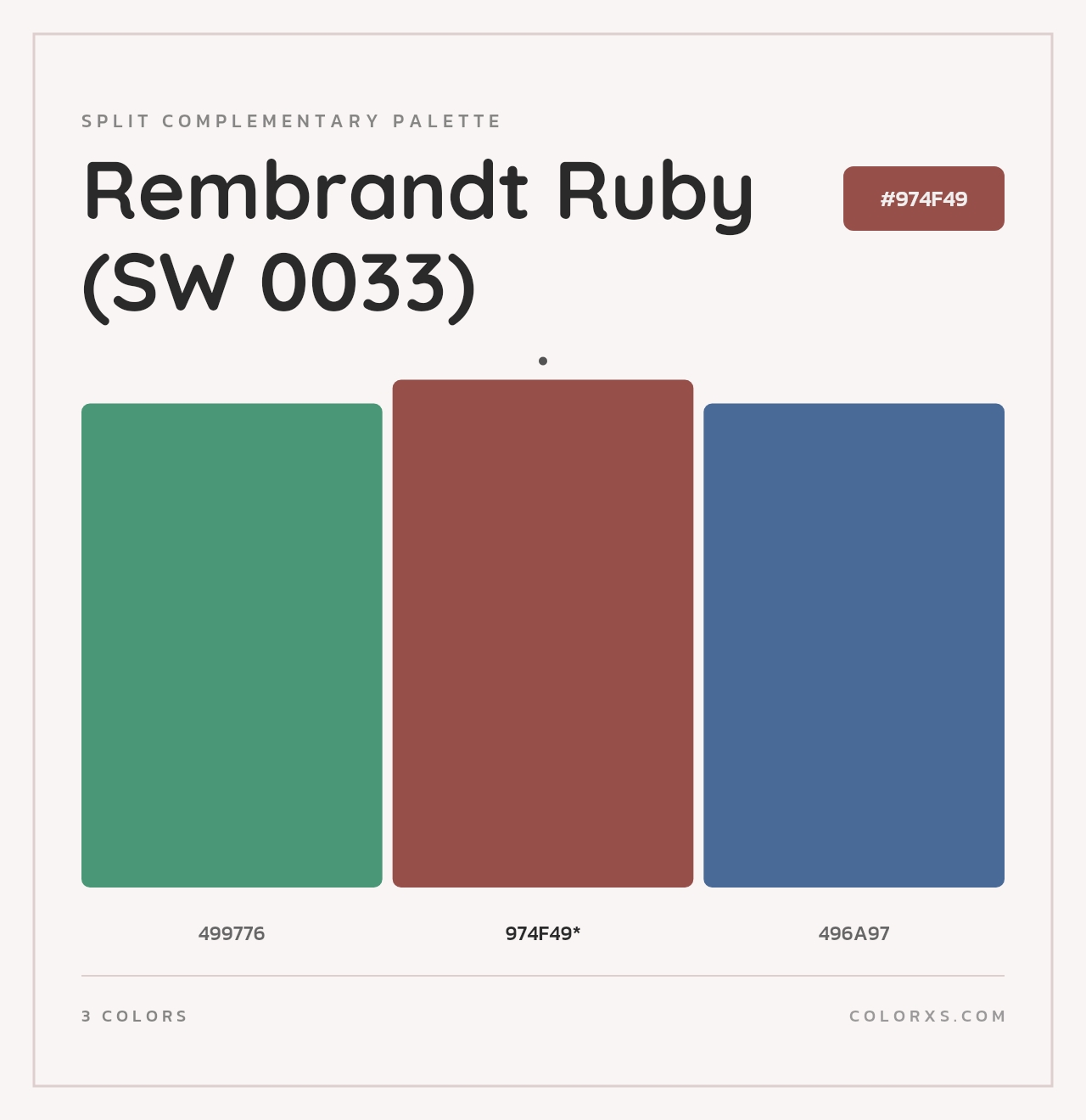 Rembrandt Ruby (SW 0033) - Split-Complementary Color Palette
