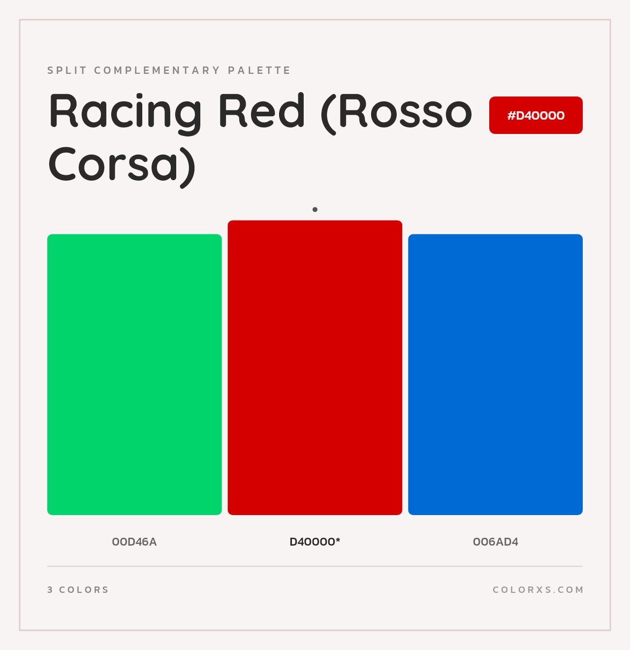 Racing Red (Rosso Corsa) - Split-Complementary Color Palette