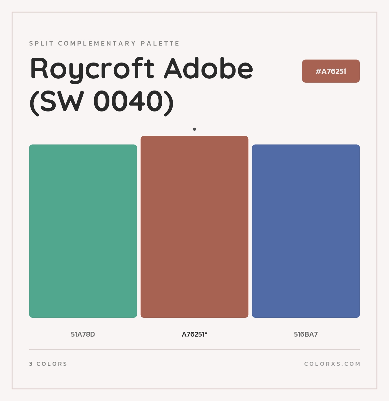 Roycroft Adobe (SW 0040) - Split-Complementary Color Palette