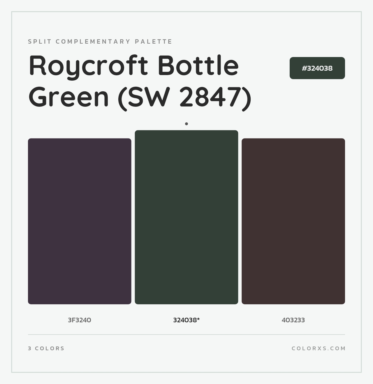 Roycroft Bottle Green (SW 2847) - Split-Complementary Color Palette
