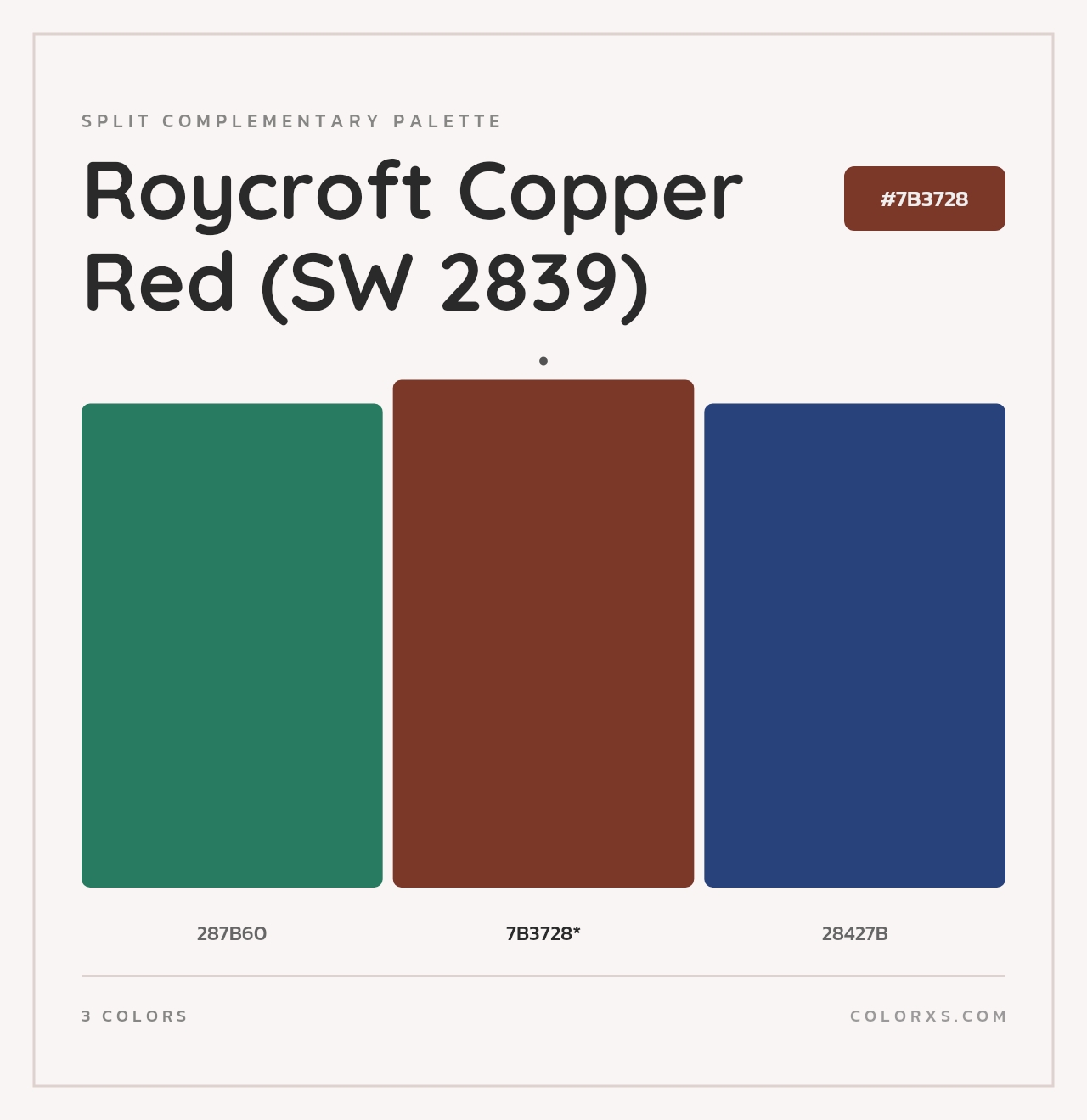 Roycroft Copper Red (SW 2839) - Split-Complementary Color Palette