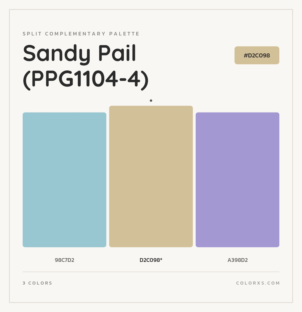 Sandy Pail (PPG1104-4) - Split-Complementary Color Palette