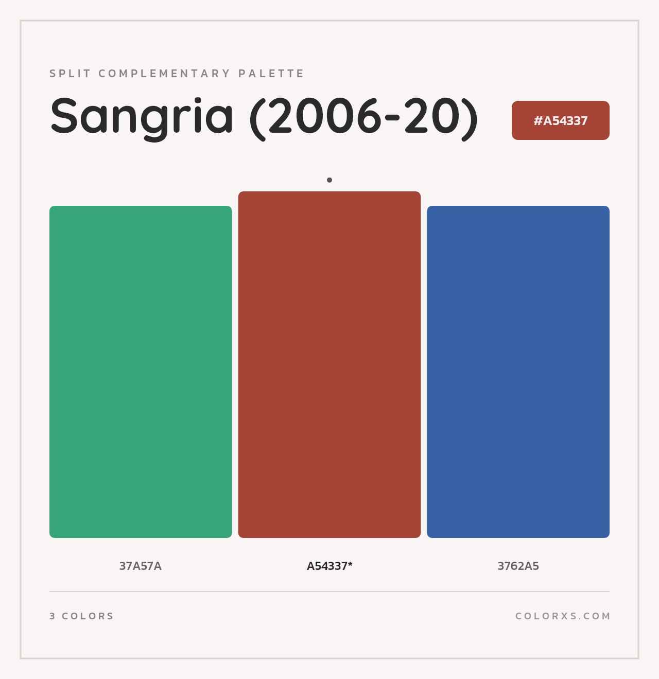 Sangria (2006-20) - Split-Complementary Color Palette