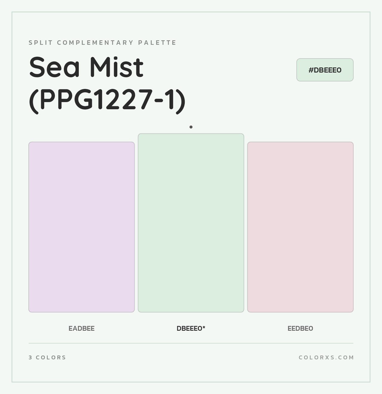 Sea Mist (PPG1227-1) - Split-Complementary Color Palette
