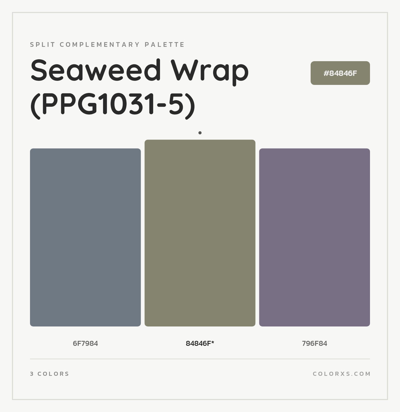 Seaweed Wrap (PPG1031-5) - Split-Complementary Color Palette