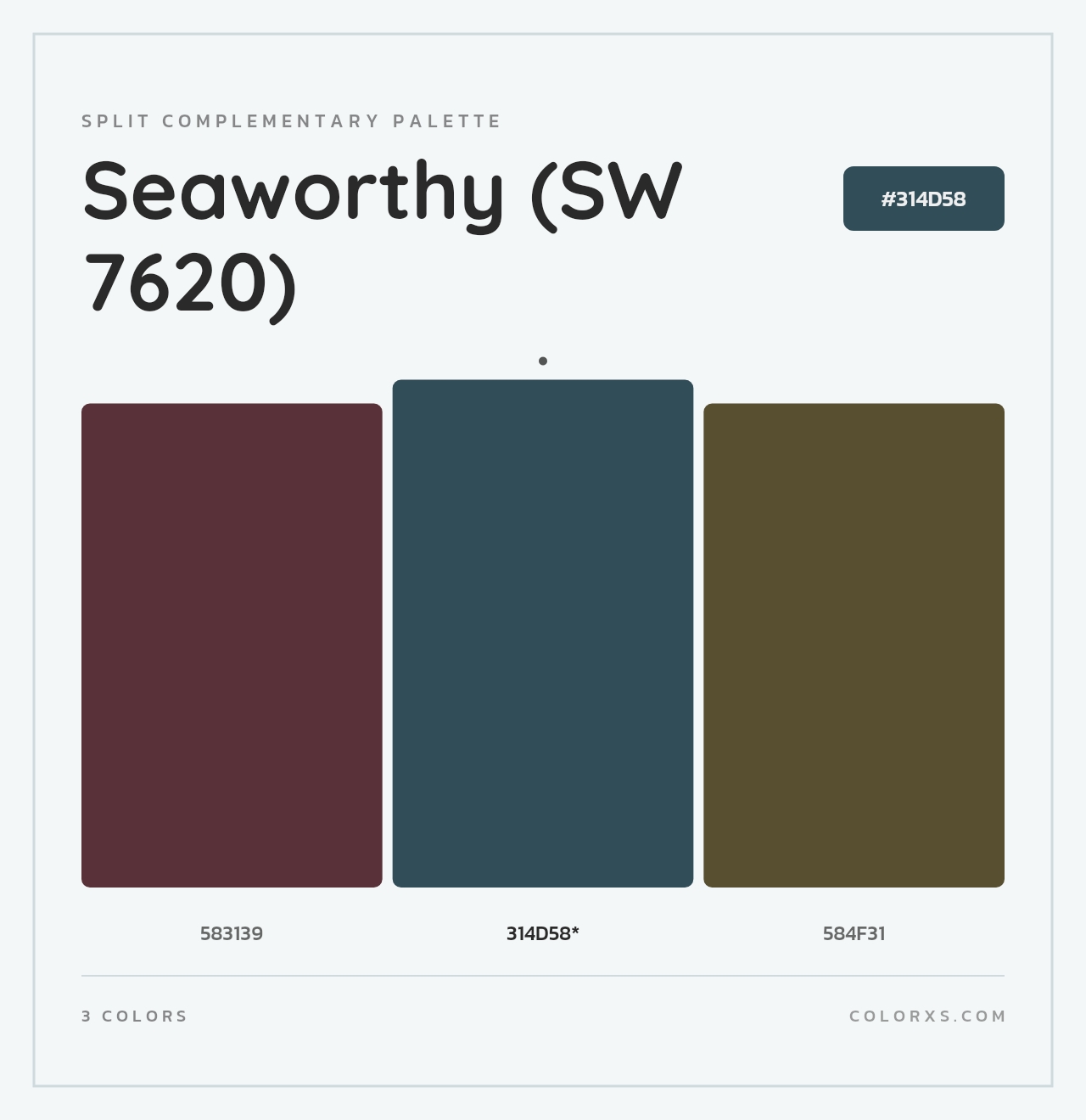 Seaworthy (SW 7620) - Split-Complementary Color Palette